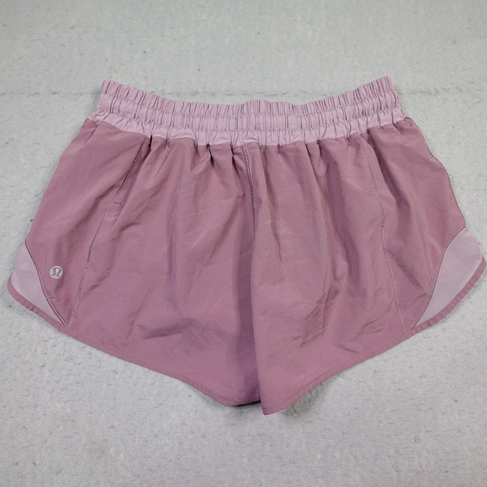 Lululemon Shorts Womens 8 Pink Running Lined Zip Pocket Mesh Trim Athletic Gym